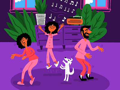 Pajama dance party illustration drawing