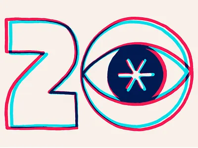 2020 Calendar 20 2020 eye new year numerals stars typography