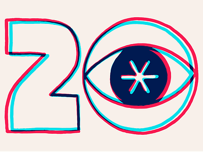 2020 Calendar 20 2020 eye new year numerals stars typography