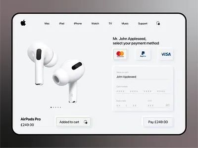 Daily UI 002 - Apple checkout airpods app app design apple apple pay cart checkout dailyui dailyui 002 ipad neumorphism screens sketch tablet ui uiux ux