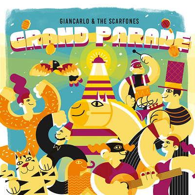 Giancarlo & The Scarfones album cover album album art album cover branding characters design illustration illustration art illustrator music retro design retro style vintage vintage design