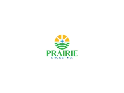 Prairie Drugs - Logo Design brand design brand identity branding business card design drugs fields logo logo design logotype medical mockup monogram pharmacy sunrise vector