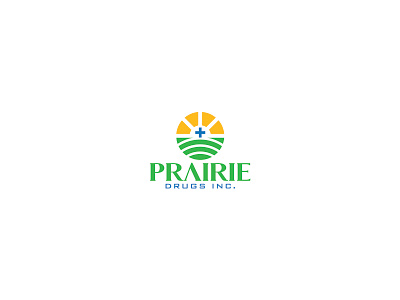 Prairie Drugs - Logo Design brand design brand identity branding business card design drugs fields logo logo design logotype medical mockup monogram pharmacy sunrise vector
