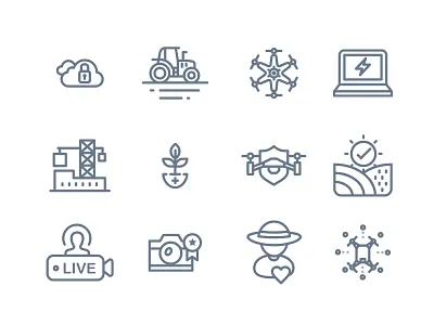 Drone Related Icons badge design desktop flat icon illustration ui ux vector web