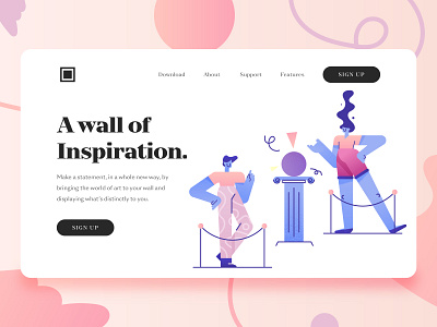 Art Startup Landing Page 2 2d art art gallery artist auction business character exhibition fintech flat illustration landing page modern museum painting startup ui ux vector web design