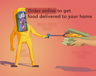 Order online biohazard branding character corona coronavirus delivery delivery app delivery service design flat illustraion illustration pizza vector virus web