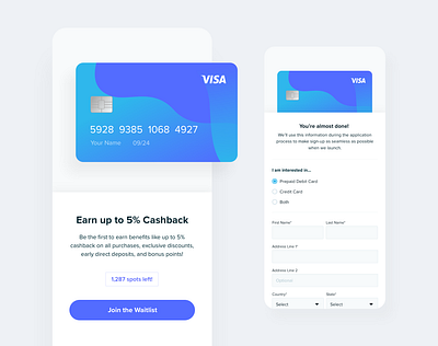 Join the Waitlist! app card credit card credit cards design flat form illustration payment ui vector