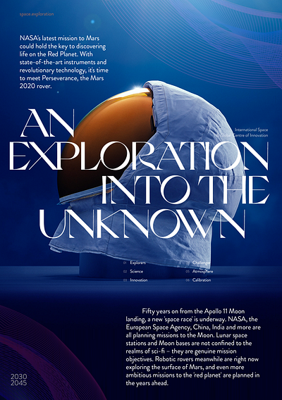 'An Exploration Into the Unknown' graphic design layout typogaphy