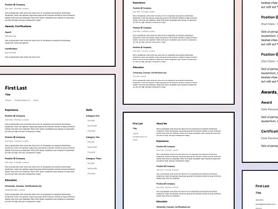 Résumé Templates career figma free resource resume resume template template