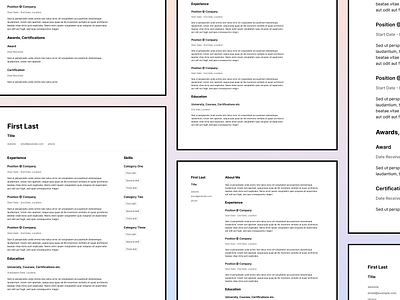 Résumé Templates career figma free resource resume resume template template