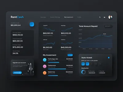 Neomorphism Investment Dashboard 2d 3d animation chart color crypto dark dashboard interaction interactive interface neomorphism skeuomorph soft softui ui ux