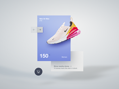 Fluent Design 3D Practice Webshop 3d 3d art blue card cinema 4d cinema4d depth nike product shadows shoes shop shopping skeumorphism ui webdesign webdesigner webshop