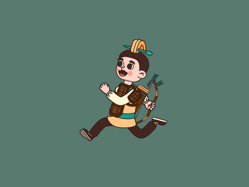 跑步射箭 branding character design illustration 动画