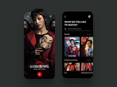 Movie app app cinema design graphics icons illustration interface ios la casa de papel landing logo movie sketch ui ux website