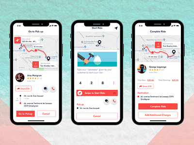 Ride Stops or Waiting Concept Flow Screens For Taxi Driver App mobile app on demand service taxi booking app uiux