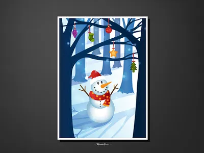 Happy Snowman arrived art beautiful christian christmas design fun gift happy illustration snow snowman vector