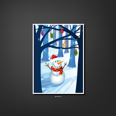 Happy Snowman arrived art beautiful christian christmas design fun gift happy illustration snow snowman vector