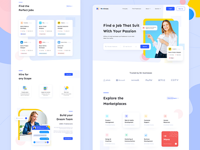 Workhubs - Homepage Web Design app app design business dashboad dashboard app freelancer freelancers hiring homepage job application jobs landingpage management marketing agency minimal product management typography ux web website