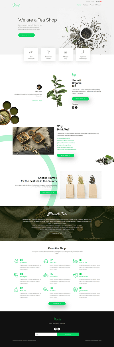 Illameli - A Tea Shop Contentder Theme contentder ecommerce theme webdesign