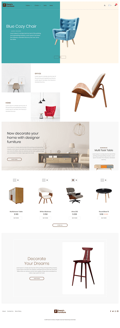 Peera's Furniture - A Furniture eCommerce Contentder Theme contentder ecommerce ui webdesign website