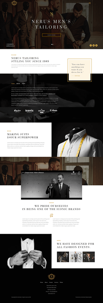 Nerus - A Men's Tailoring Contentder theme design suits tailoring themes ui ux web webdesign website