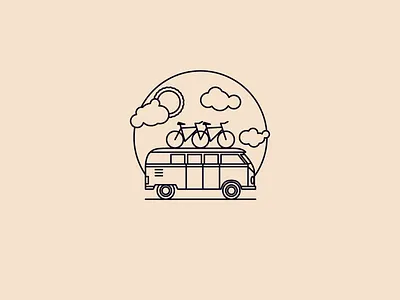 Out of office bicycle car clothing cycling design holiday illustration logo summer sun surfing t2 vacation van vector volkswagen