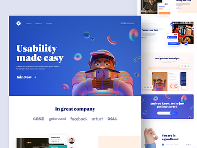 UT Platform Landing Page - #VisualExploration 3d blue bold bold color clean design desktop features homepage illustration landing landing page landingpage pastel ui web whitespace