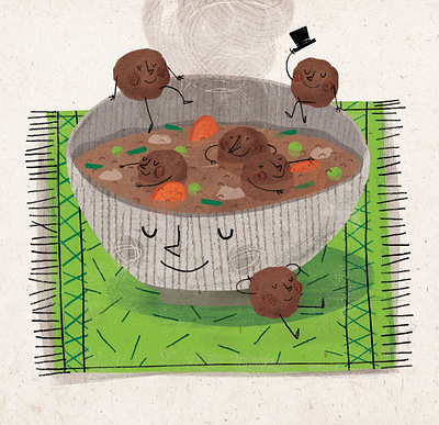 Meatballs soup bookcover books children book illustration drawing illustration illustration art