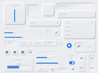 Neumorphic UX UI Elements (Bright color) design ui