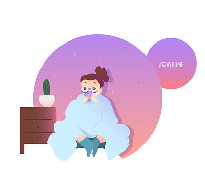 Stay home character coronavirus design digital girl girl illustration illustration news stayhome trends2020 vector