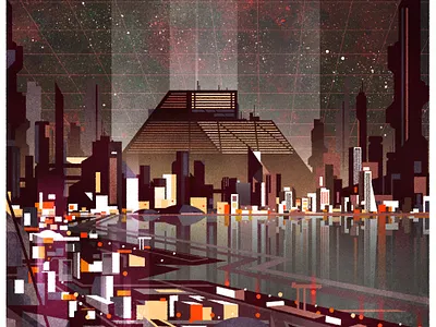 Don't mind the corporate overlord, enjoy the bay view. architecture city design futurism illustration illustrator minimalist skyline texture vector