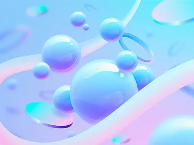 3d shapes on sky tones background background design illustration vector web