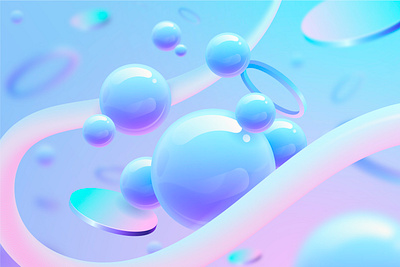 3d shapes on sky tones background background design illustration vector web