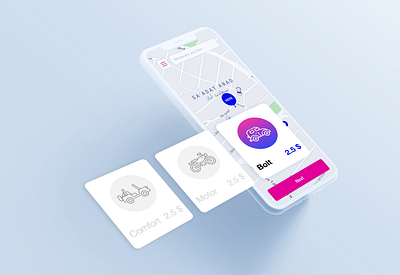 UI Design for a taxi service application car card design icon illustration interface ios mobile ui ux vector