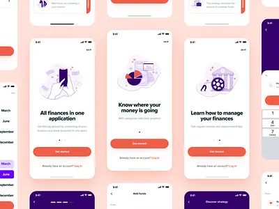 Onboarding Screens For Financial App app character finance financial app illustration interface iosapp mobileapp onboarding ui ux uxui
