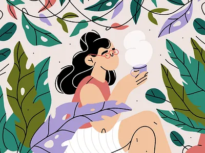 dream life 🌿 character character design home house plants illustration logo nature plant plants room sitting stay at home