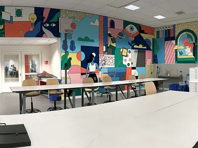 Art School Mural artist artwork basketball color concept drawing illustration illustrator mural mural design painting playful school storytelling