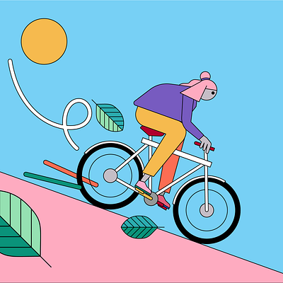 Spielwork - bike amsterdam animation artwork bike drawing fixie flatdesign hill illustration illustrator riding vanmoof vector