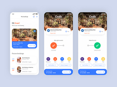 CozZy - Smart Hotel App V2 app branding hotel app moye moyedesign texture ui ui design ux uxui