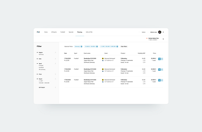 Vertical Filter Menu chips concept data table ecommerce filter header sport table view web webdesign