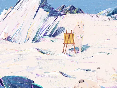 illustrator in the Arctic blue cute animals design enviroment illustration kids polar bear snow