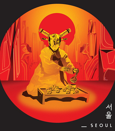 Tea Ceremony Seoul 2050 illustration