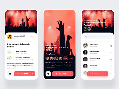 Event App- Inviting Screen app clean design event going invite minimal music professional share trend