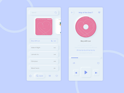 Music App in Neomorphism app design dribbble flat flat design music app music app ui neomorphism ui uidesign ux ux design