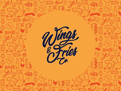 Wings and Fries Co. brandidentity branding chicken logo chicken wings customtype illustration ilustration logo logotype packaging packagingdesign puerto rico typogaphy