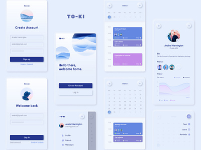 TO-KI concept app app calendar concept design mobile app neumorphism notes skeuomorphism ui ux
