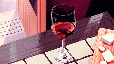 Wine & Cheese cheese digital drink editorial folioart home illustration rebecca mock texture wine