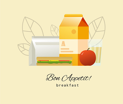 BON APPETIT ! breakfast apple breakfast colors design illustration ilustrare juice sandwiches vector web