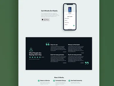 Landing Page Redesign for Whistle app design desktop landing page minimal mobile app ui ux