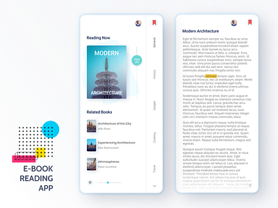 E-Book Reading App android android app app app design book cover bookmarks books categories creative dictionary ebook mobile navigation bar popular design trends trendy typogaphy typography ui
